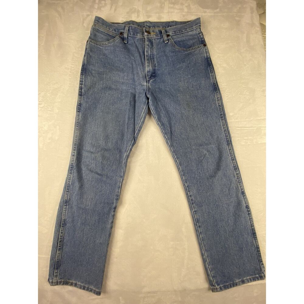 Wrangler Cowboy Cut Straight Fit Light Blue Denim Cotton Men's Jeans 34x32